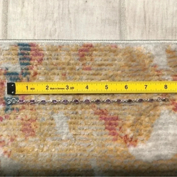 Beautiful Amethyst Gemstone & Solid 925 Sterling Silver Bracelet - Picture 3 of 3